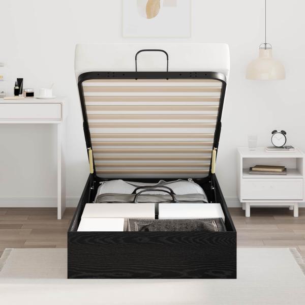 Ottoman Bettgestell Schwarz Eichen-Optik 193 x 120 x 25 cm