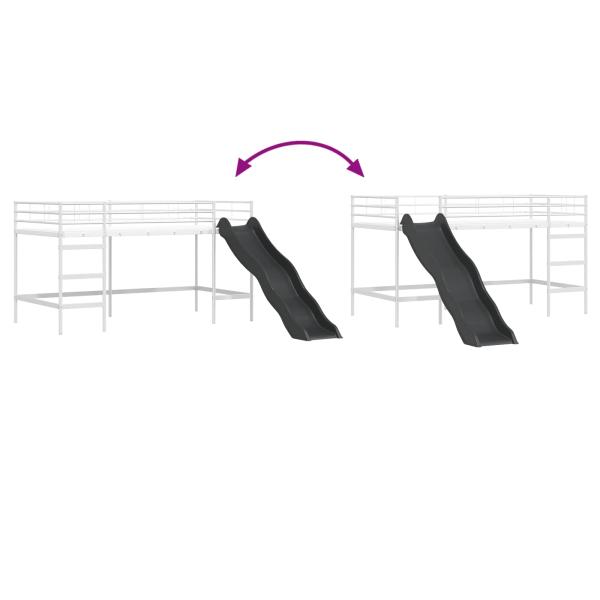 Kinder-Loftbett mit Rutsche Weiß und Anthrazit 107 x 200 cm