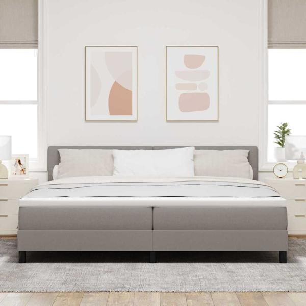 Boxspringbett mit LED-Lichtleisten Taupe 200 x 200 cm Stoff