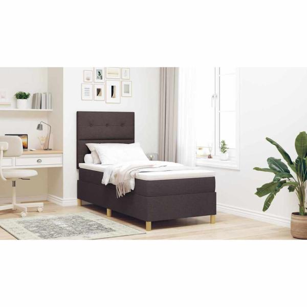 Boxspringbett mit Matratze Dunkelbraun 90 x 190 cm Stoff