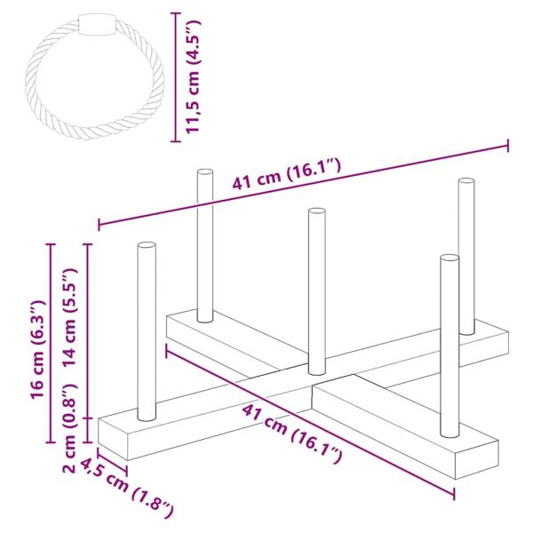 Ringwurfspiel Natur Rot Blau 41 x 41 x 16 cm