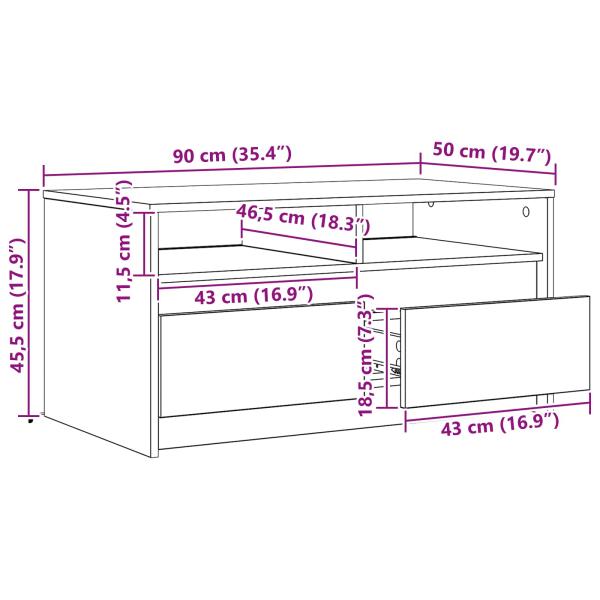 Couchtisch Altholz 90 x 50 x 45 cm Holzwerkstoff