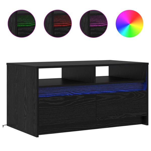 Couchtisch Schwarz Eichen-Optik 90 x 50 x 45 cm Holzwerkstoff