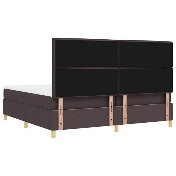 LED Boxspringbett mit Matratze Dunkelbraun 200 x 200 cm Stoff