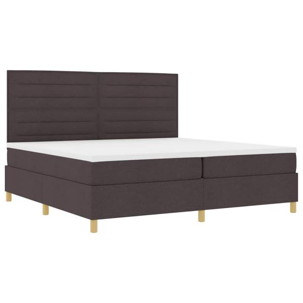 LED Boxspringbett mit Matratze Dunkelbraun 200 x 200 cm Stoff