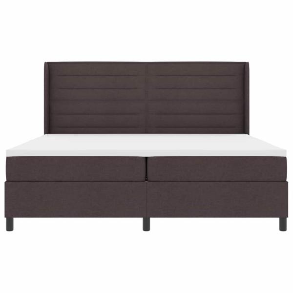 LED Boxspringbett mit Matratze Dunkelbraun 200 x 200 cm Stoff