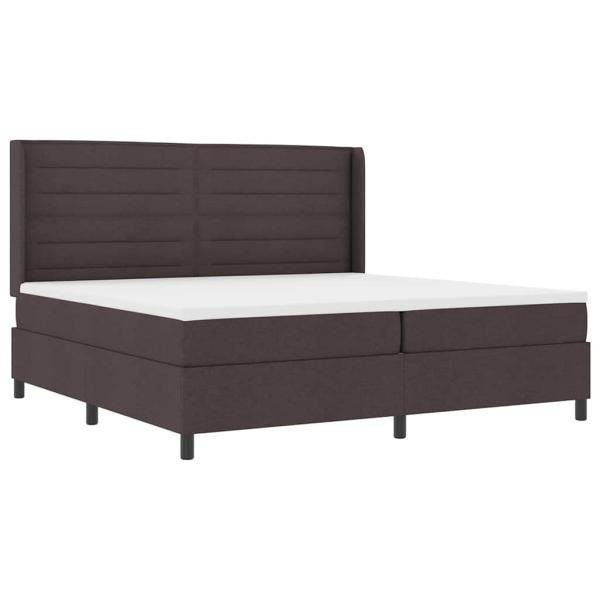 LED Boxspringbett mit Matratze Dunkelbraun 200 x 200 cm Stoff