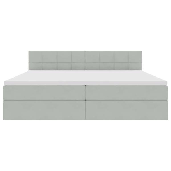 Aufbewahrungsbett mit Matratze Hellgrau 200 x 200 cm Samt