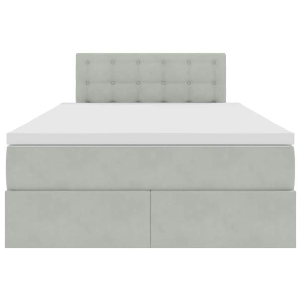 Aufbewahrungsbett mit Matratze Hellgrau 120 x 190 cm Samt
