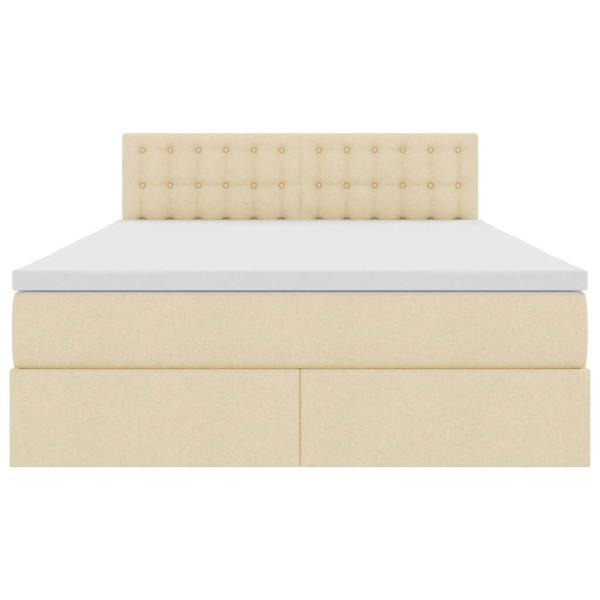 Bett mit Stauraum und LED mit Matratze Creme 140 x 200 cm Stoff