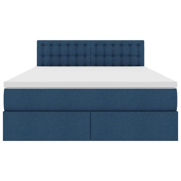 Bett mit Stauraum und LED mit Matratze Blau 140 x 200 cm Stoff