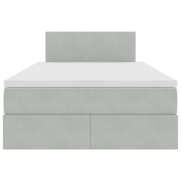 Bett mit Stauraum und LED mit LED Hellgrau 120 x 190 cm Samt