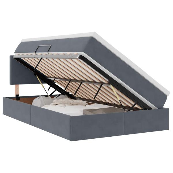 Bett mit Stauraum und LED mit LED Dunkelgrau 120 x 190 cm Samt
