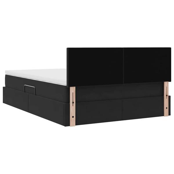 Bett mit Stauraum und LED mit LED Schwarz 140 x 190 cm Samt