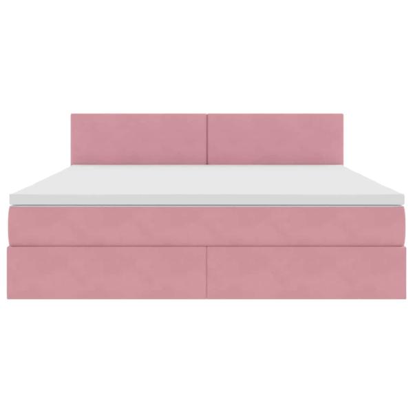 Bett mit Stauraum und LED mit Matratze Rosa 180 x 200 cm Samt