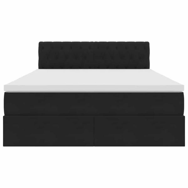 Bett mit Stauraum und LED mit LED Schwarz 140 x 190 cm Samt