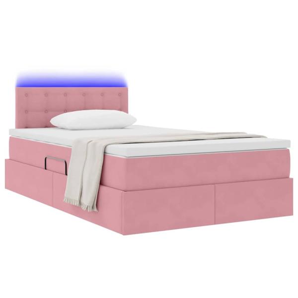 Bett mit Stauraum und LED mit Matratze Rosa 120 x 200 cm Samt