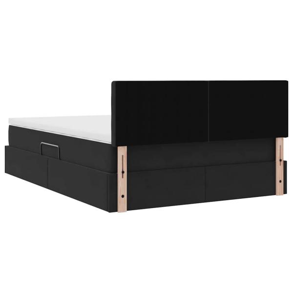 Bett mit Stauraum und LED mit LED Schwarz 140 x 190 cm Samt