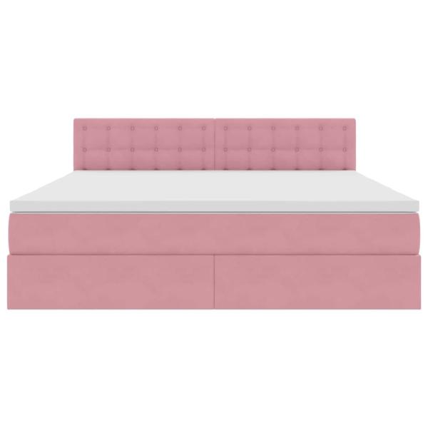 Bett mit Stauraum und LED mit Matratze Rosa 180 x 200 cm Samt