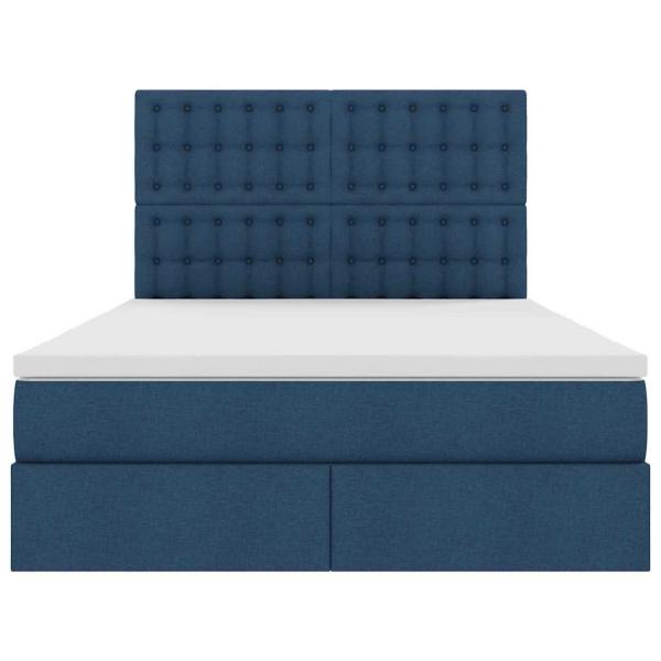 Aufbewahrungsbett mit Matratze Blau 140 x 200 cm Polyester