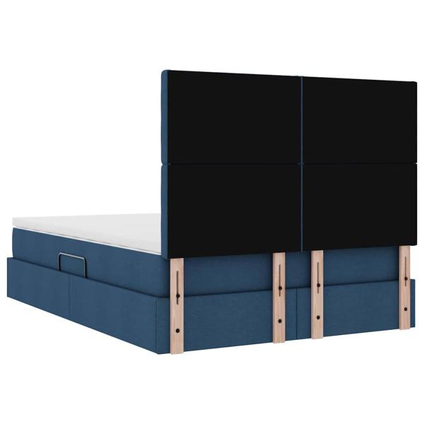 Aufbewahrungsbett mit Matratze Blau 140 x 200 cm Polyester