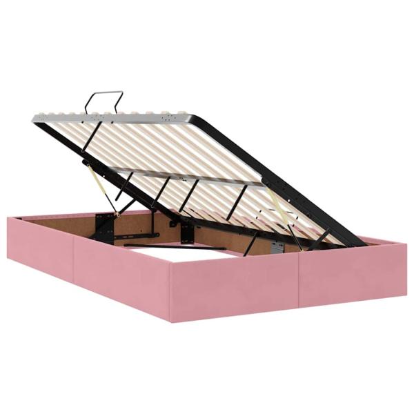 ARDEBO.de - Aufbewahrungsbett mit Matratze Rosa 120 x 200 cm Samt