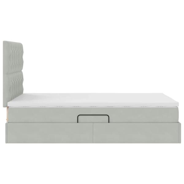 Aufbewahrungsbett mit Matratze Hellgrau 120 x 190 cm Samt