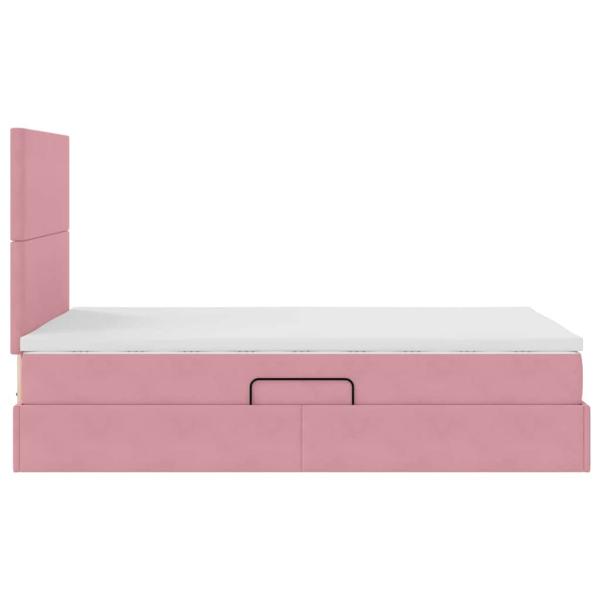 Bett mit Stauraum und LED mit Matratze Rosa 120 x 200 cm Samt