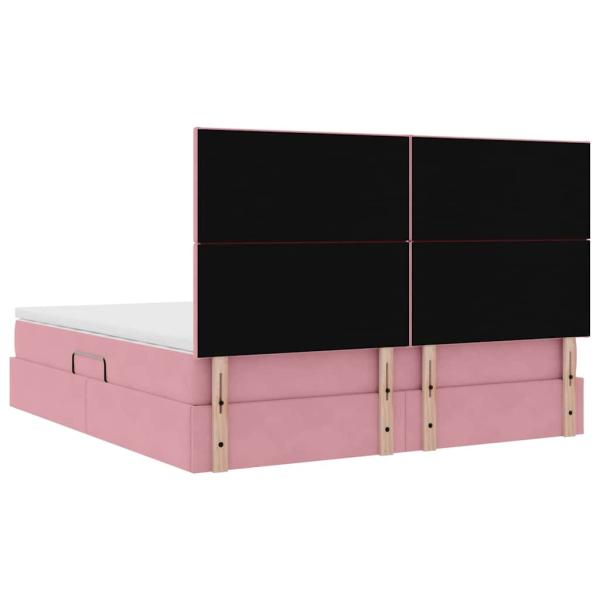 Bett mit Stauraum und LED mit Matratze Rosa 180 x 200 cm Samt
