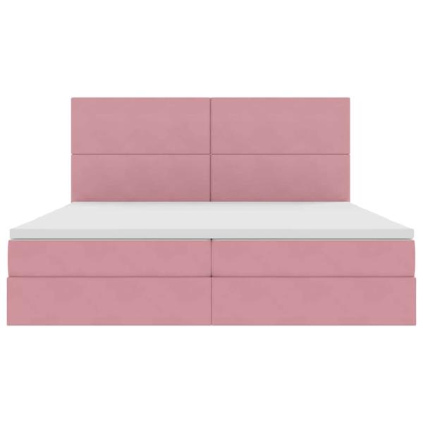 ARDEBO.de - Bett mit Stauraum und LED mit Matratze Rosa 200 x 200 cm Samt