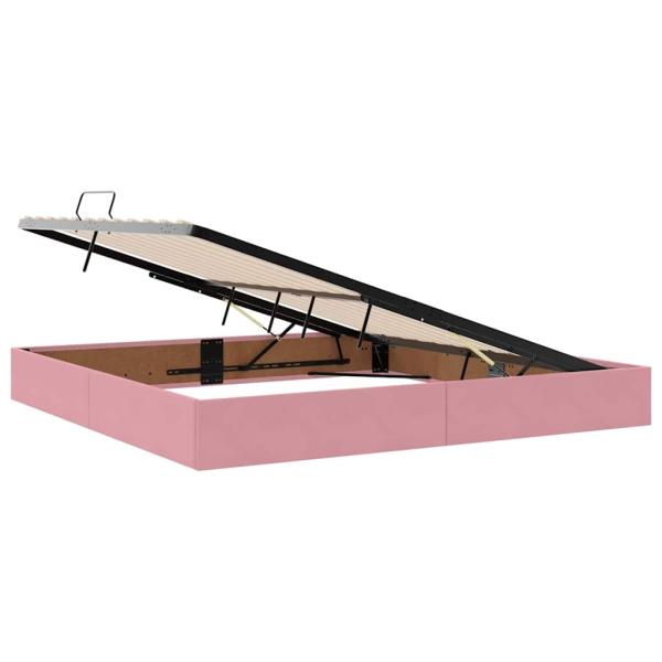 Bett mit Stauraum und LED mit Matratze Rosa 200 x 200 cm Samt
