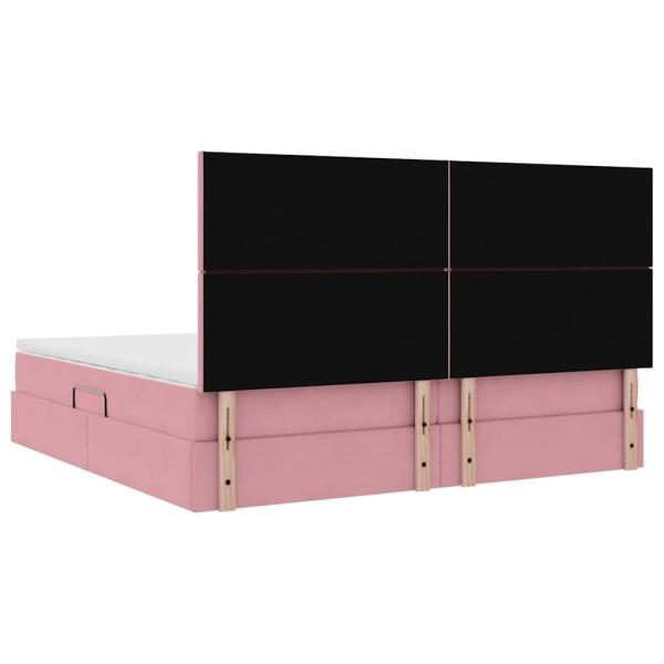 Bett mit Stauraum und LED mit Matratze Rosa 200 x 200 cm Samt