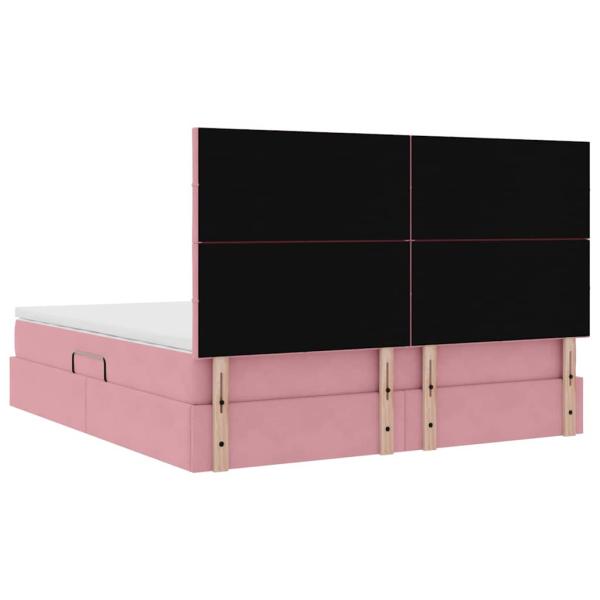 Bett mit Stauraum und LED mit Matratze Rosa 180 x 200 cm Samt