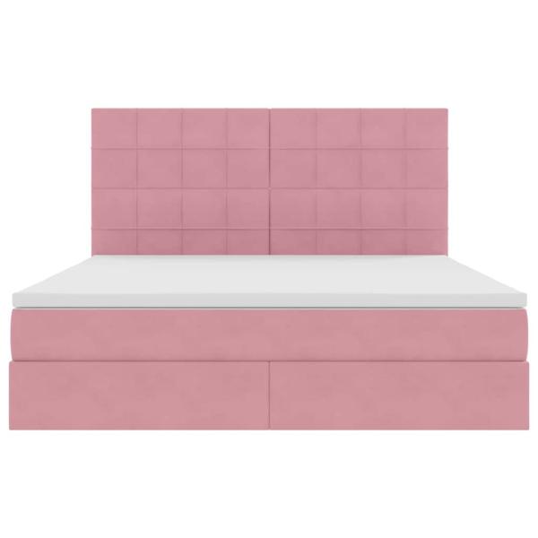 Bett mit Stauraum und LED mit Matratze Rosa 180 x 200 cm Samt