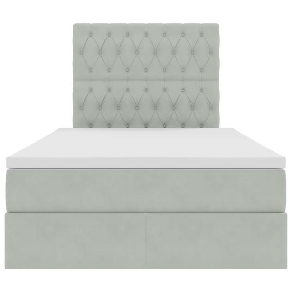 Bett mit Stauraum und LED mit LED Hellgrau 120 x 190 cm Samt