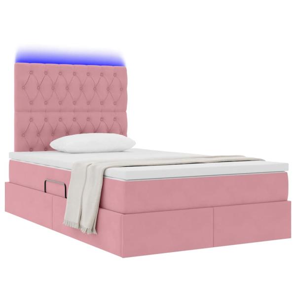 Bett mit Stauraum und LED mit Matratze Rosa 120 x 200 cm Samt