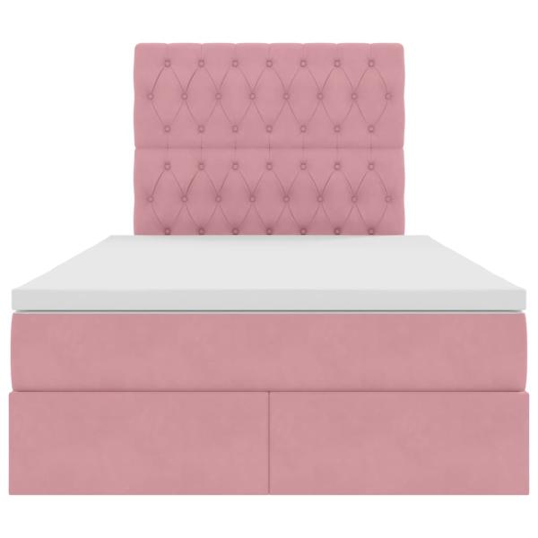 Bett mit Stauraum und LED mit Matratze Rosa 120 x 200 cm Samt