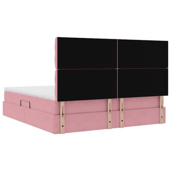 Bett mit Stauraum und LED mit Matratze Rosa 180 x 200 cm Samt