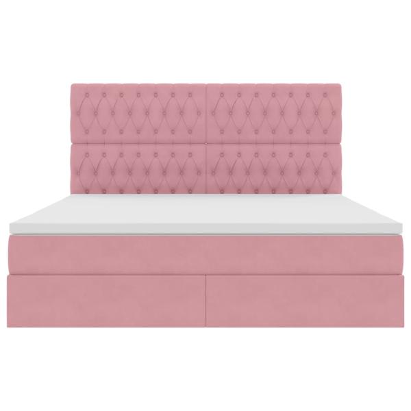 Bett mit Stauraum und LED mit Matratze Rosa 180 x 200 cm Samt