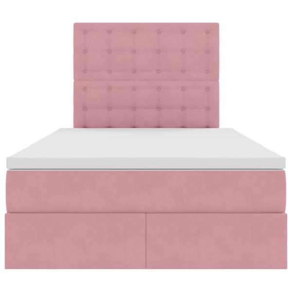 Bett mit Stauraum und LED mit Matratze Rosa 120 x 200 cm Samt