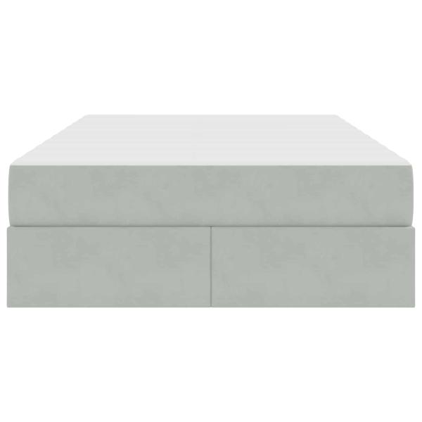 Aufbewahrungsbett mit Matratze Hellgrau 120 x 190 cm Samt