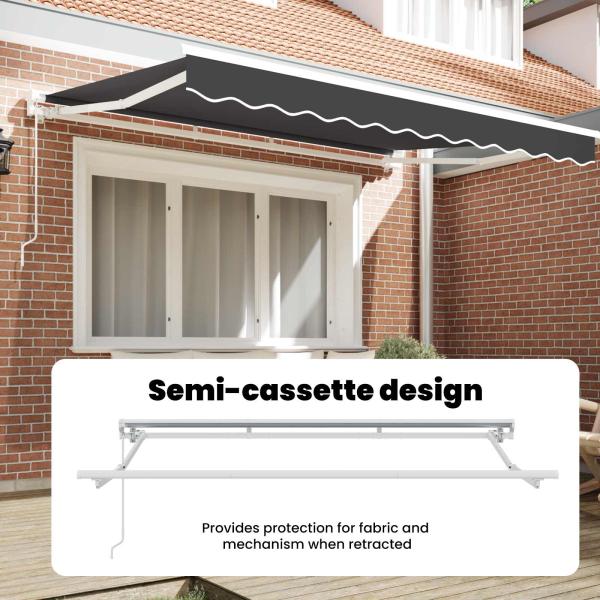 Einziehbare Markise Anthrazit 250 x 200 cm Polyester und Metall