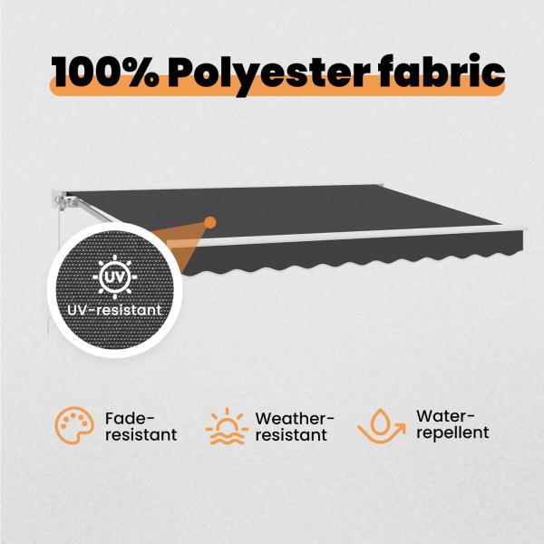 Einziehbare Markise Anthrazit 250 x 200 cm Polyester und Metall