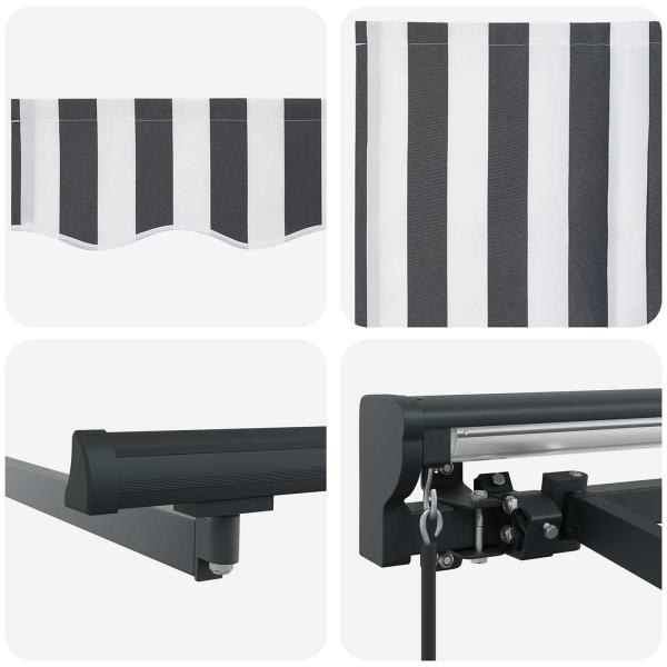 Einziehbare Markise Anthrazit und Weiß 500 x 300 cm
