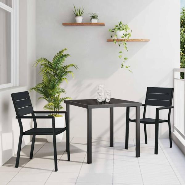 ARDEBO.de - Garten Essgruppe 3 pcs Schwarz Pulverbeschichteter Stahl