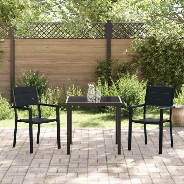 Garten Essgruppe 3 pcs Schwarz Pulverbeschichteter Stahl