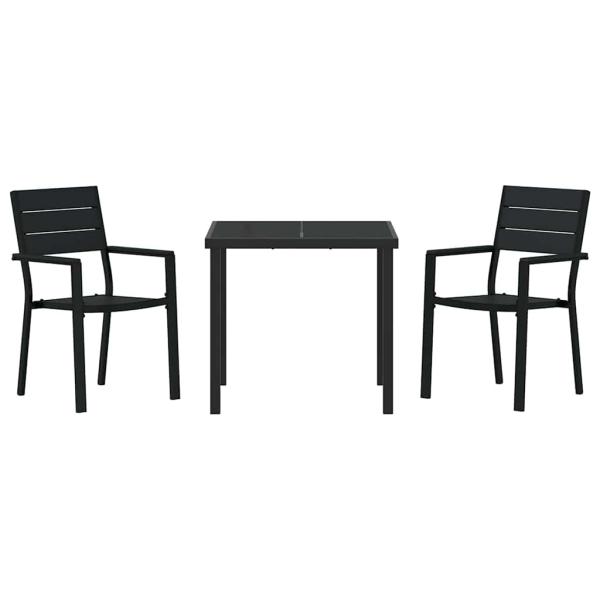 Garten Essgruppe 3 pcs Schwarz Pulverbeschichteter Stahl