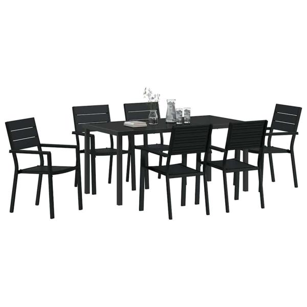 Garten Essgruppe 7 pcs Schwarz Pulverbeschichteter Stahl