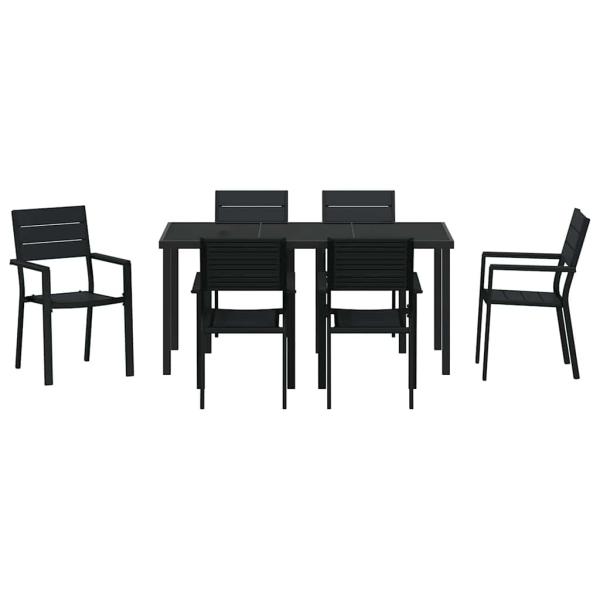 Garten Essgruppe 7 pcs Schwarz Pulverbeschichteter Stahl
