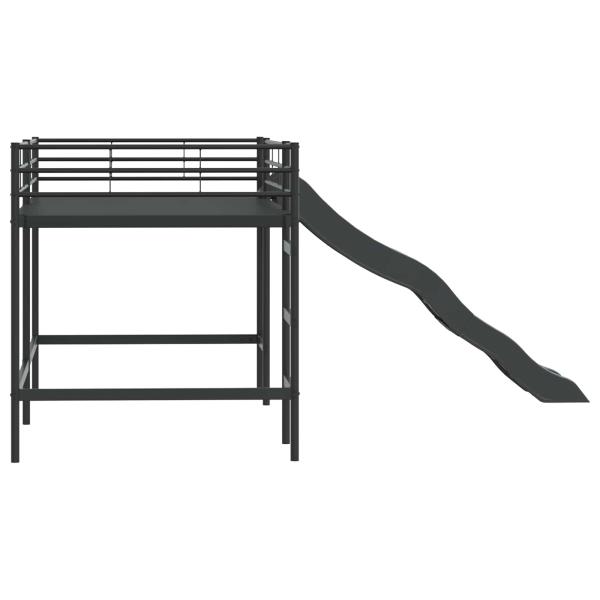 Kinder-Loftbett mit Rutsche Schwarz und Anthrazit 107 x 200 cm